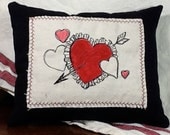 Embroidered Hearts Valentine decorator throw pillow