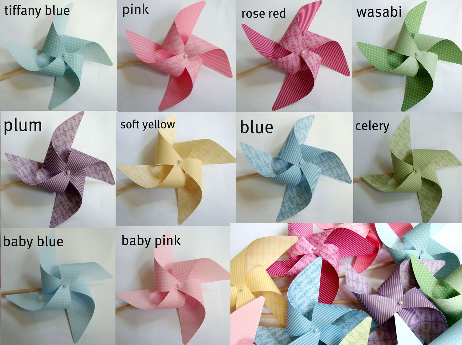 Pinwheels Subtles YOU PICK the COLORS set of 8 Large Pinwheels