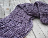 Knit winter scarf / lavender / plum / violet / lilac / warm / autumn accessory / super soft / fringes / extra long / gypsy chic / boho