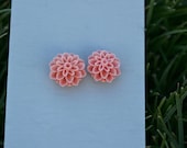 Dusty Rose Chrysanthemum Flower Stud Earrings