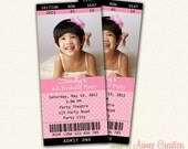 Ticket Invitation PRINTABLE (Birthday / Theatre / Ballet / Movie / Wedding) Customized Colors