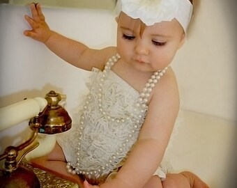 Vintage Shabby Chic Cream Flower Headband