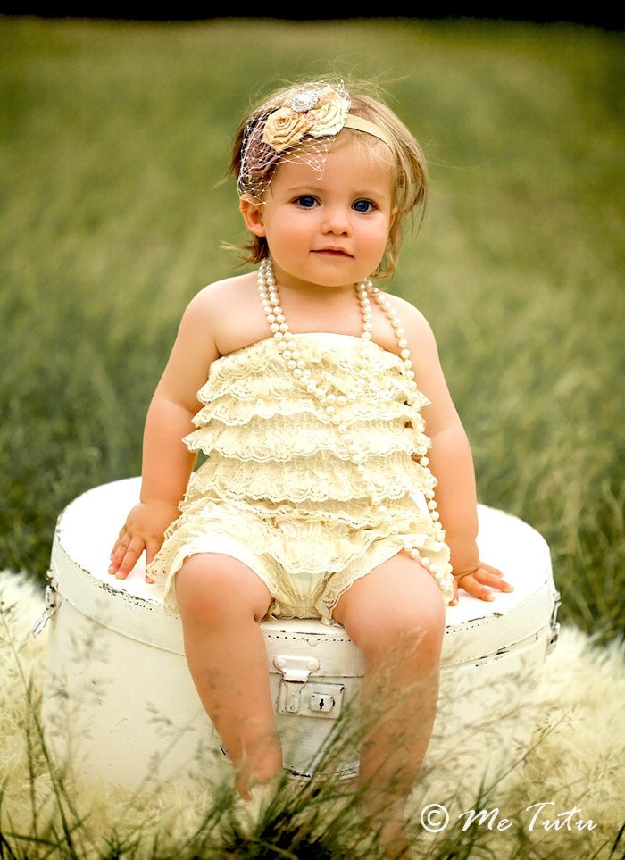 Vintage Shabby Chic Premium Birdcage Veil Satin Rosettes Baby Child Girls Headband