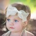 Gorgeous Gold Tan Thread Shabby Chic Vintage Large Bow Baby Childs Headband