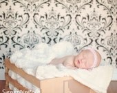 Photography Backdrop - 4.5'x 5.5' -  Brown/Cream Damask With Top and Bottom Rod Casings- READY TO SHIP