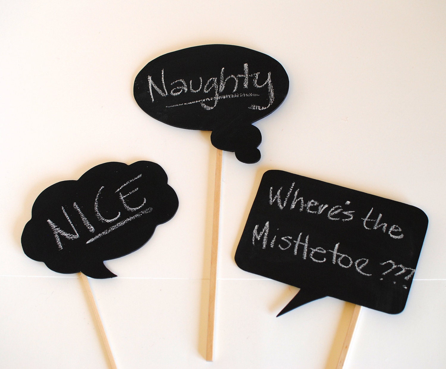 Chalkboard Speech Bubbles (set of 3) - Ready to Ship Photo Booth Props on a stick for your photo booth, party, or event