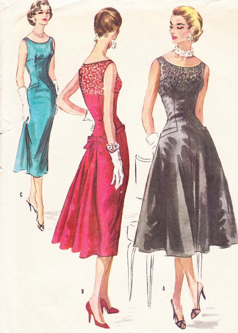 Vintage1950s McCalls Misses cocktail Dress Size 14 Bust 34