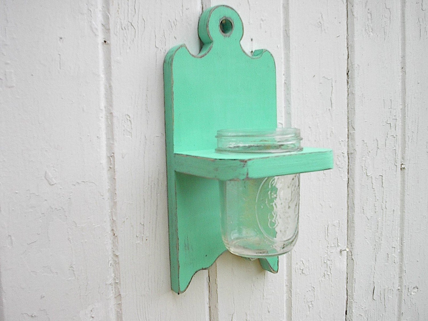 Wall vase wood sconce holder shabby chic decor distressed wood