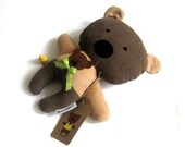 Teddy bear rag doll soft toy stuffed toy plushie softie stuffed animal stuffed puppet handmade brown 25 cm 9.8"