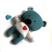 Stuffed animal teddy bear rag doll toy plush plushie soft softie handmade toddler safe teal aqua blue colorful colourful striped 25 cm 9,8"
