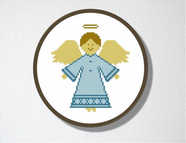 Counted Cross stitch Pattern PDF. Instant download. Angel. Includes easy beginner instructions.