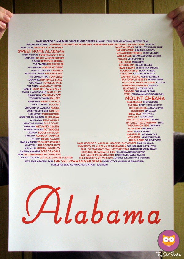 Alabama State Typographical Poster