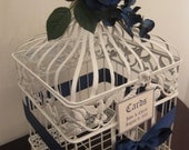 Wedding Card Box / Nautical Birdcage / Blue And White / Navy / Bird Cage Wedding Card Holder