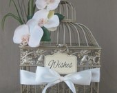 Champagne Wishes Birdcage / Wedding Card Box / Small / Orchids