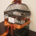 On Sale Bird Cage Wedding Card Holder with Burnt Orange Hydrangeas  / Wedding Card Holder /  Birdcage Card Holder