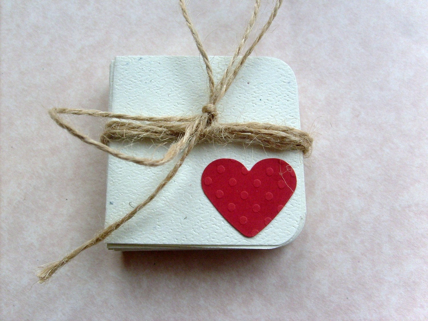 Cute 2 x 2 Small Blank Inside gift cards with Red Hearts Punch... Set of 10