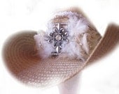 Cowboy Cowgirl Hat Embellished Cross and Roses