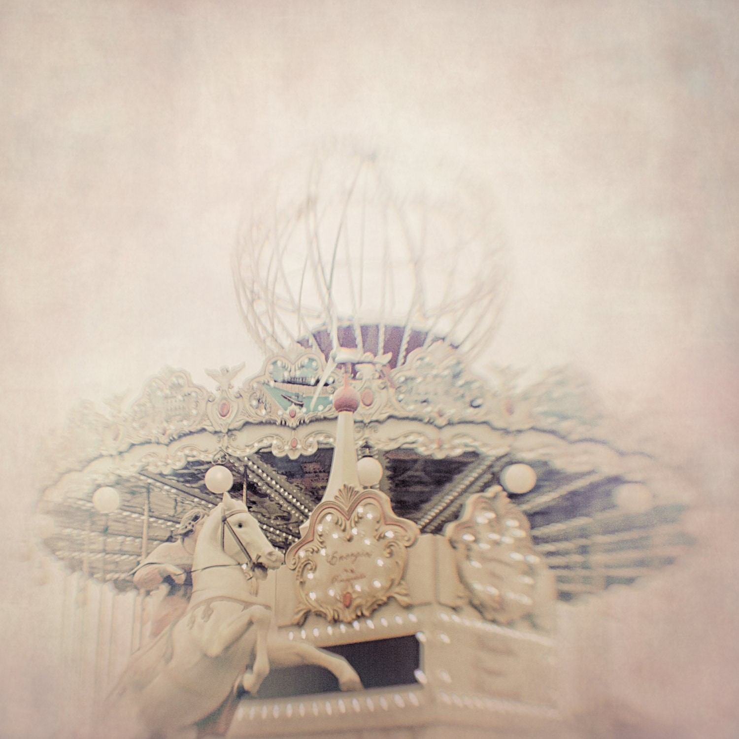 Dreamy Paris Photograph of Carousel - Riders on the Storm - Fine art photography