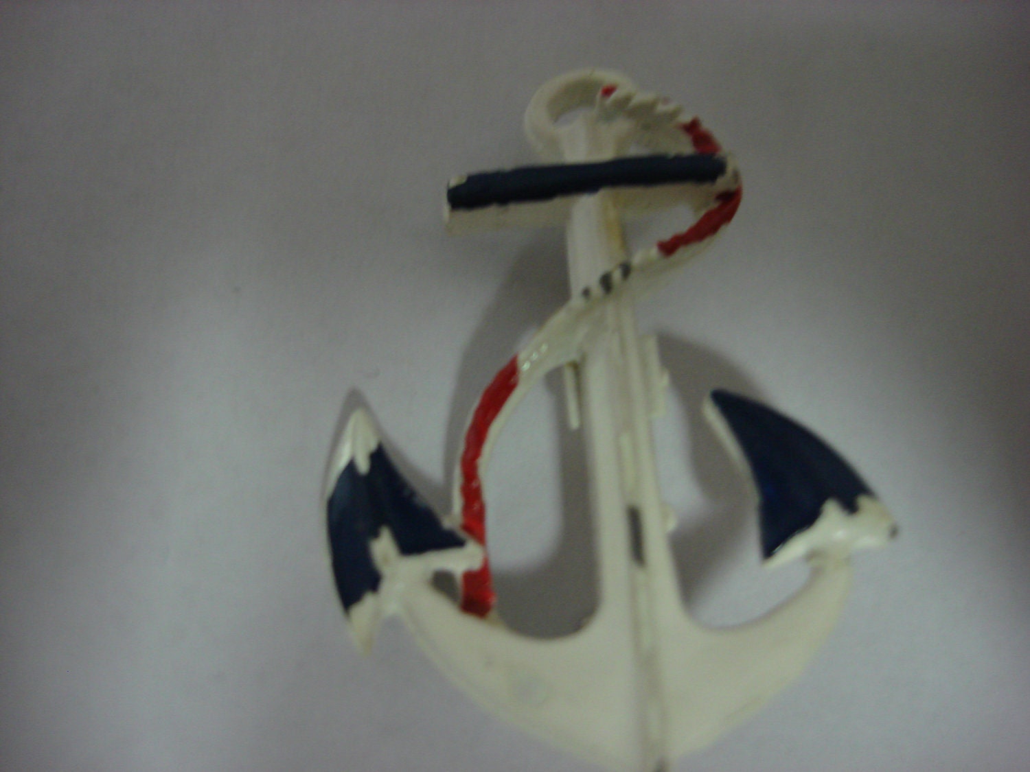 Vintage 1960's red white blue anchor brooch pin