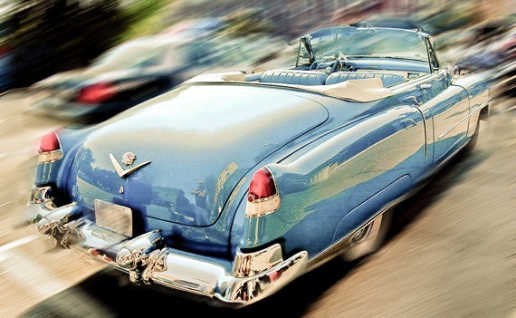 BLUE CADILLAC 1953 Classic Caddy CONVERTIBLE Fifty 50s hollywood neutrals blue dawn colors a fine art photograph 8x12 unmatted