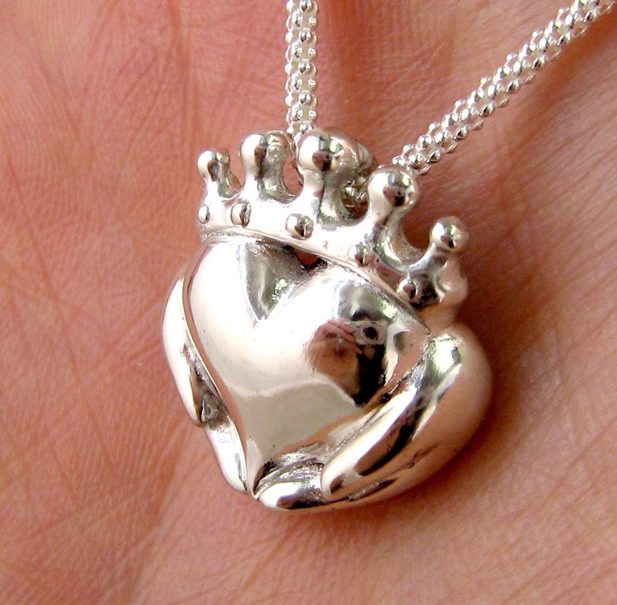 Claddagh Necklace - NEW Antique finish - Solid Sterling Silver - Chain Included - Celtic - Irish Promise - Love - Faith - Rickson Jewellery
