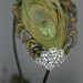 Green Peacock Rhinestone Feather Headband, Feather hair piece, bridal headband, hair accessory, rhinestone