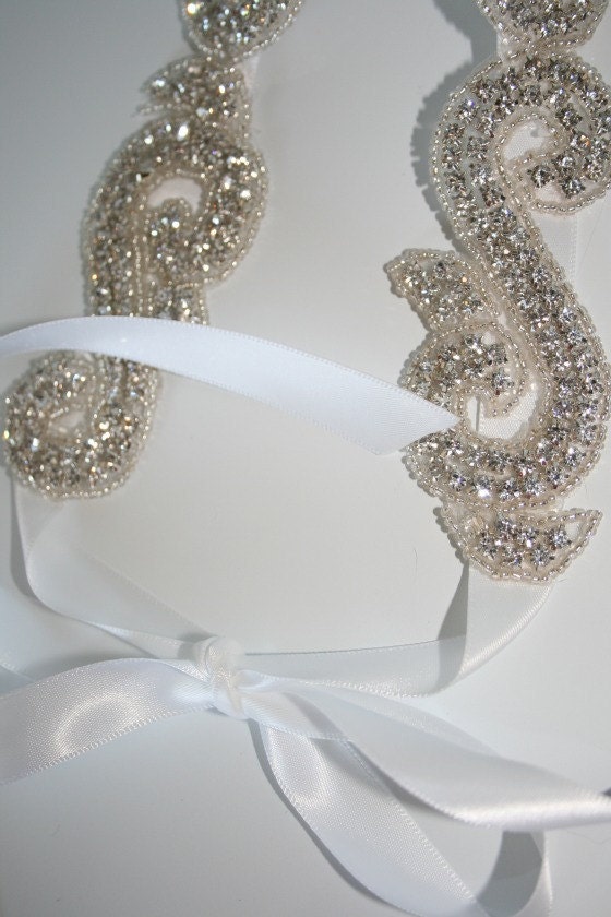 Bridal Headpiece, KIARA, Rhinestone Ribbon Headband,  Wedding Headpiece, Ribbon, Crystal, Accessories, Bridal, Wedding, Hair Accessory