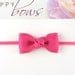 Newborn Headband - Small Headband Shocking Bright Pink Tiny Bow on Skinny Elastic - All Sizes Newborn Toddler Girl