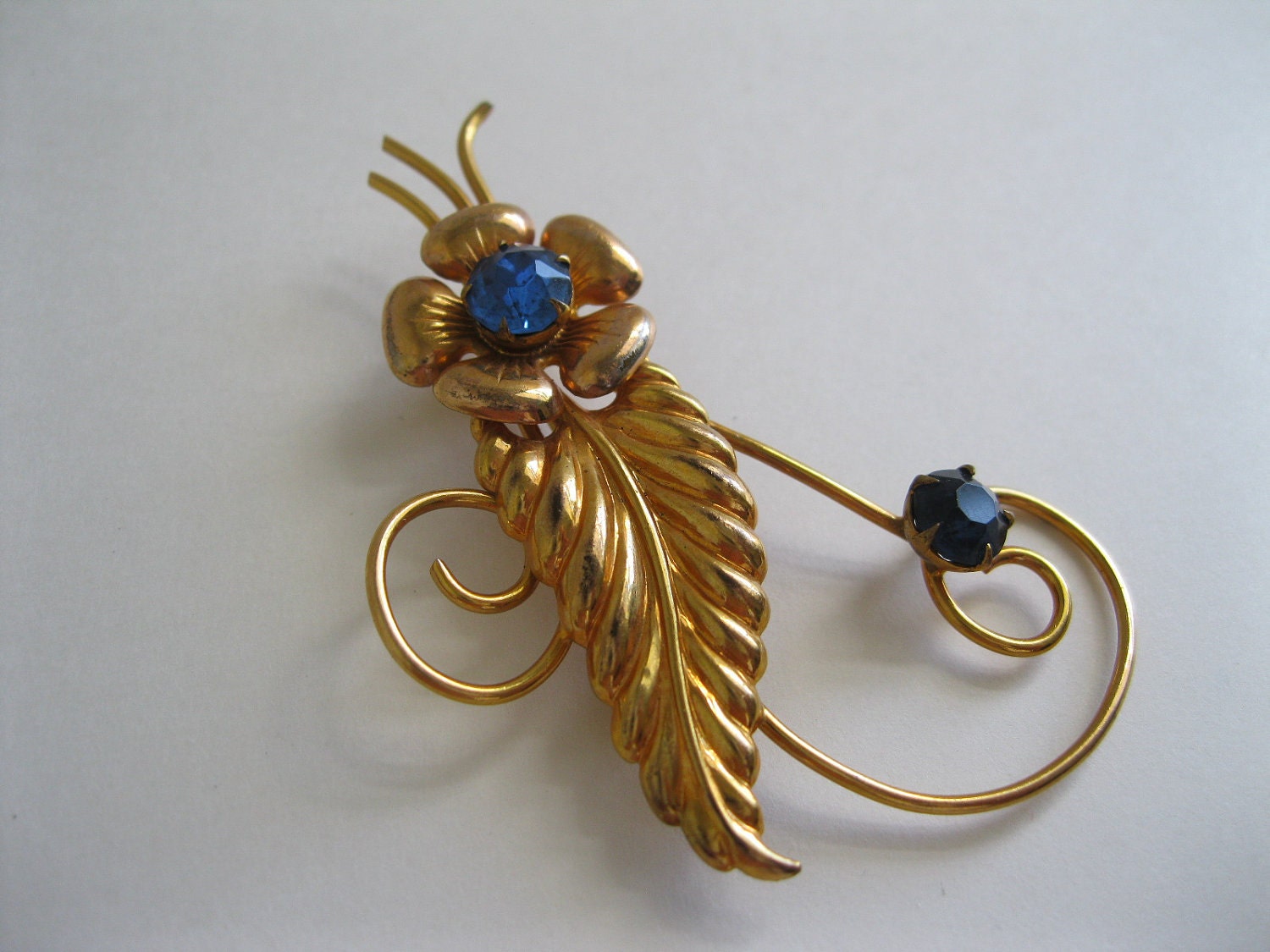 Gold Filled Rhinestone Brooch Vintage I. Michelson 12 K 1930s Art Deco