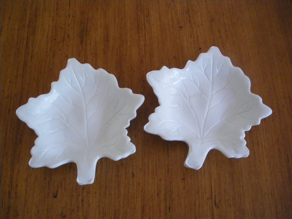 Vintage Milk Glass Leaf Dishes