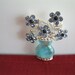Avon Blue Brooch Vase and Flowers Vintage