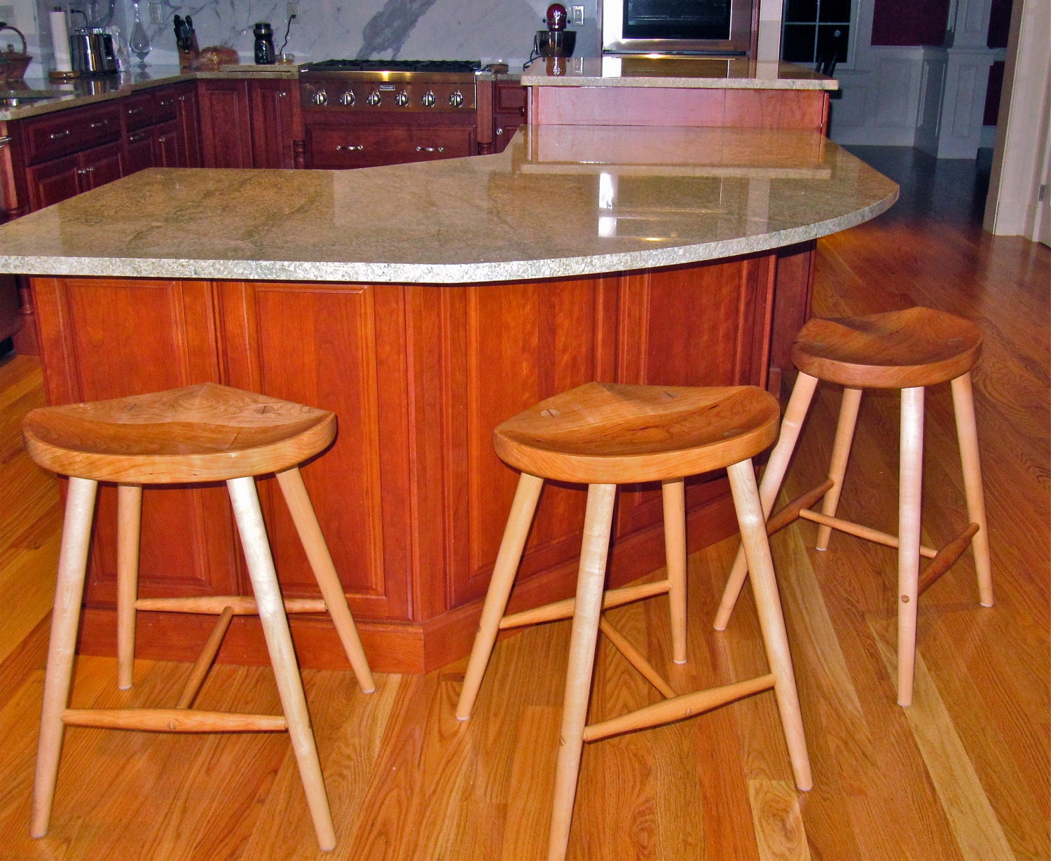 Relief stool made from locally harvested wild black cherry.