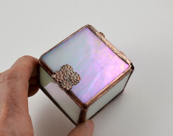 Stained Glass Box Hinged Lid Frosted by RoseMarysGlassArt on Etsy