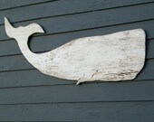 Whale White Moby Dick Supersized Whale Wood Art Sign Nautical Decor