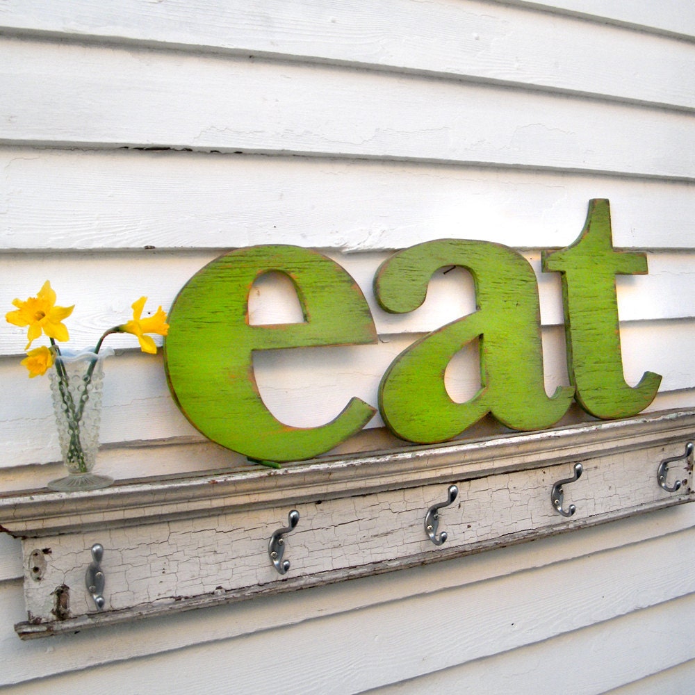 eat Letter Sign Lower Case Letters Kitchen Sign Wood Sign