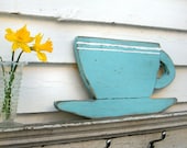 Coffee Cup Sign Wood Kitchen Sign Distressed Large Size Wood