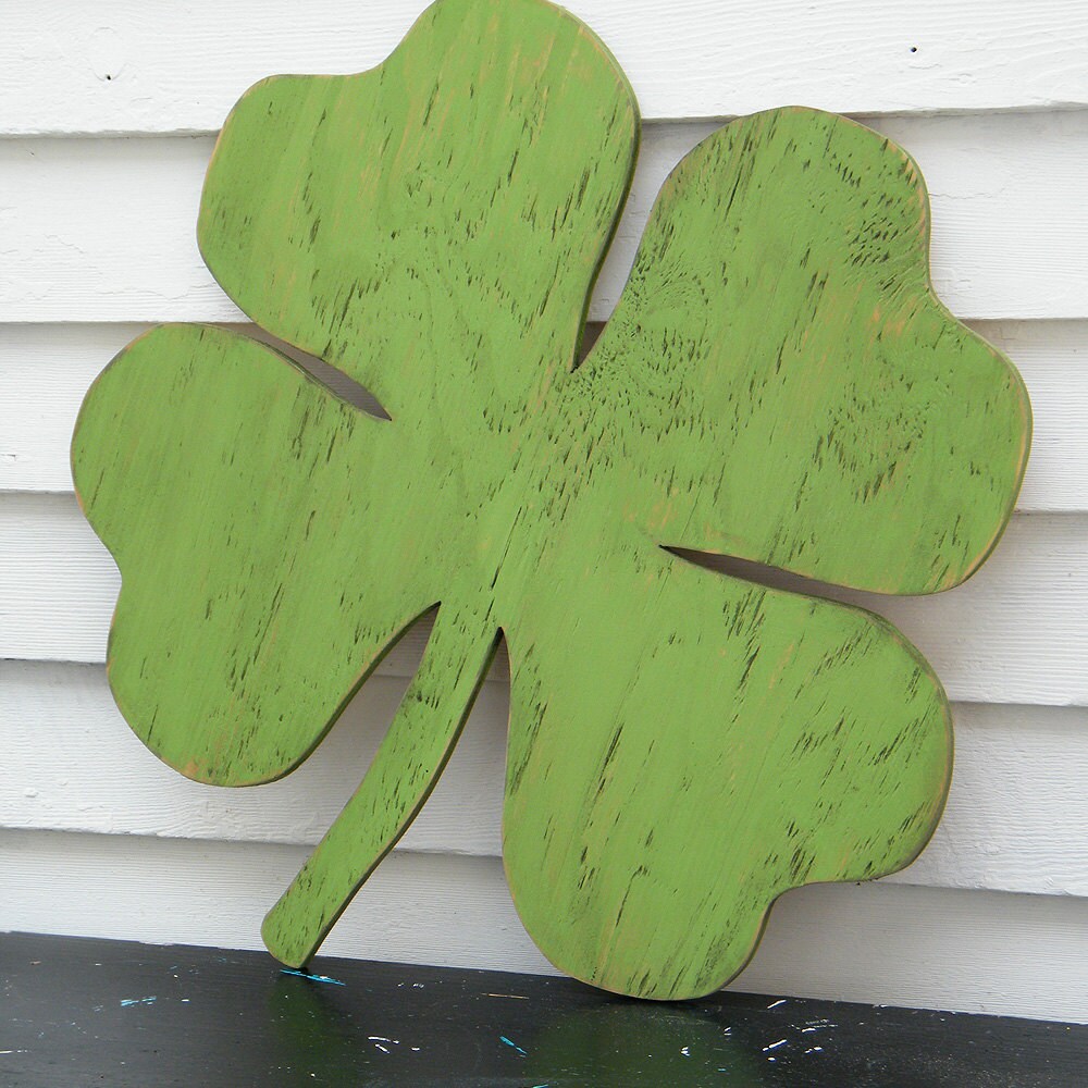 Shamrock Wood Sign Lucky Four Leaf Clover St Patrick's Day Wall Decor