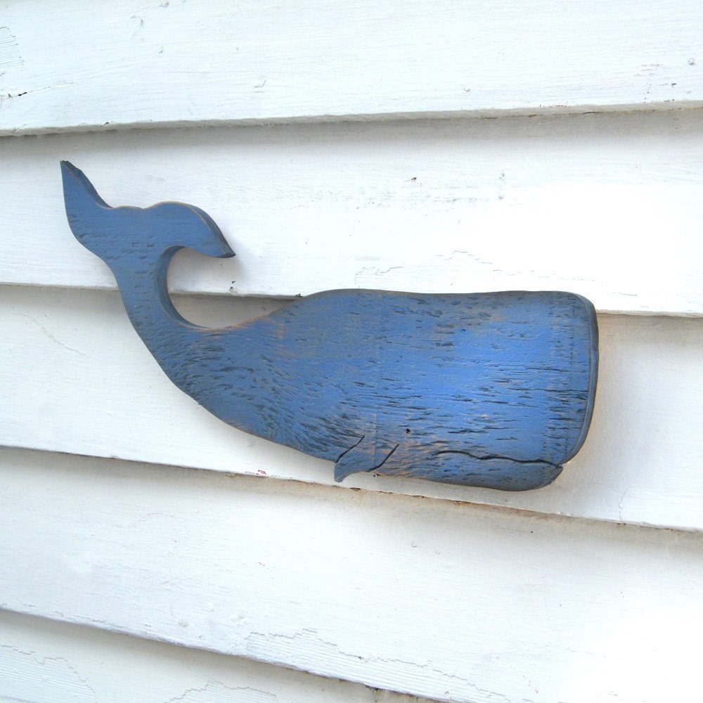Moby Blue Sperm Whale Fish Ocean Nautical Decor Coastal Beach Decor