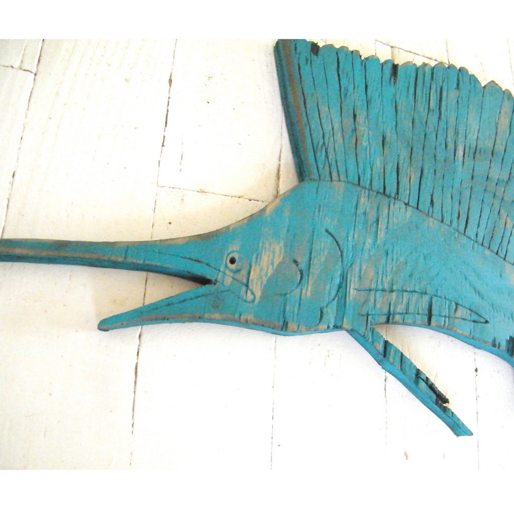 Sailfish Beach Decor Wood Sign Sail Fish Ocean Wood Sign Deep Sea Fishing Soild Color