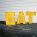 EAT Word Sign Yellow Wood Letters Kitchen Sign