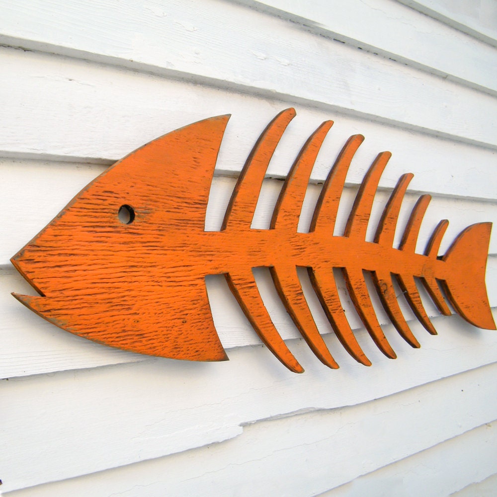 Fish Skeleton Sign Beach Coastal Indoor Outdoor Sign