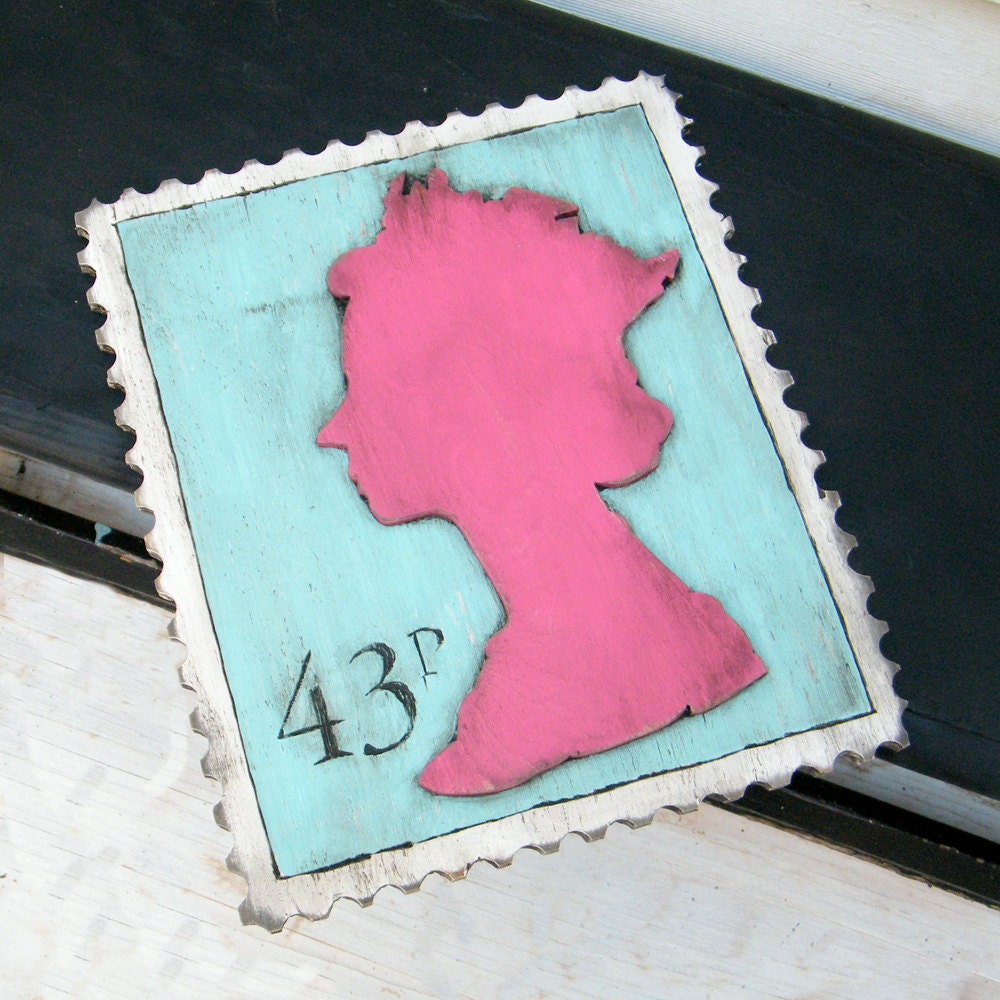 Queen Wall Art Queen Elizabeth Stamp Sign London England Jubilee