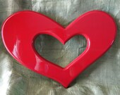 3 Large Red Handmade Hearts Wooden Wall Decor