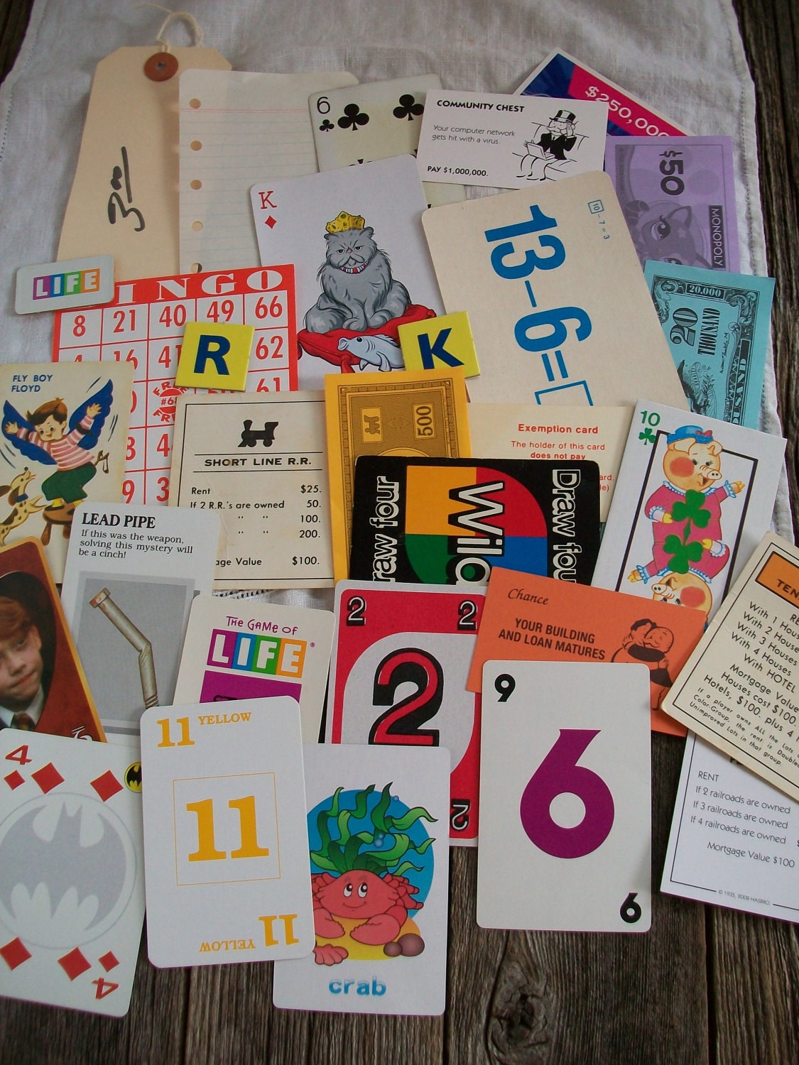 vintage fun and games  and trivia ephemera - assorted - for collage, scrapbooking, mixed media and more .  vintage paper ephemera