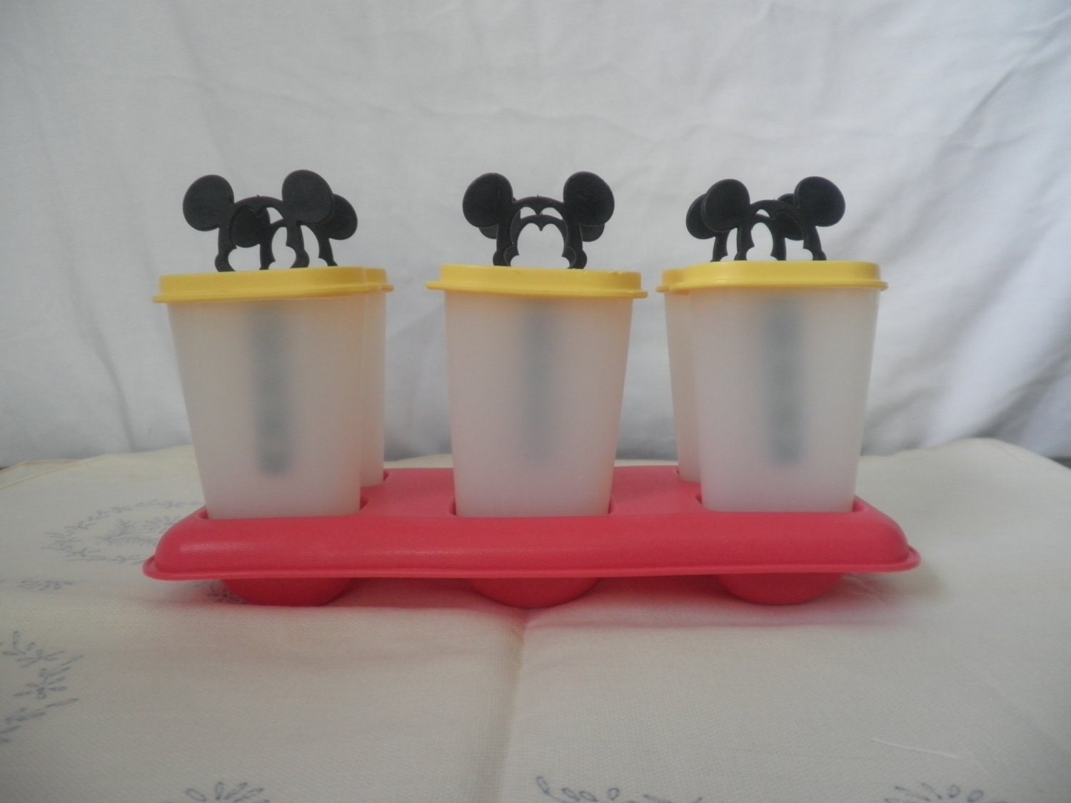 Tupperware Mickey Mouse popsicle molds . vintage ice molds . summertime frozen treats . vintage Disney