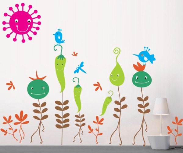 Vegetable Flowers -  Wall Decals Removable Home Decors Murals by PopDecors - popdecors