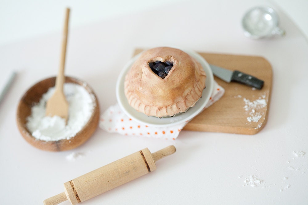 Miniature 1:6 Scale Double-Crust Blueberry Pie / Made to Order