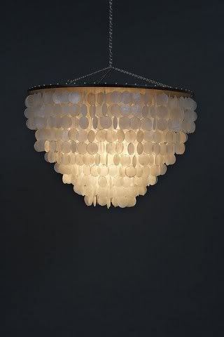 50% off shipping EXPORT QUALITY MODERN capiz & wood 24" round reverse dome pendant design chandelier
