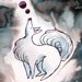 Wolf Howling at the Moon Illustration "Communication With Nature" Archival Giclee Print 22x15 in