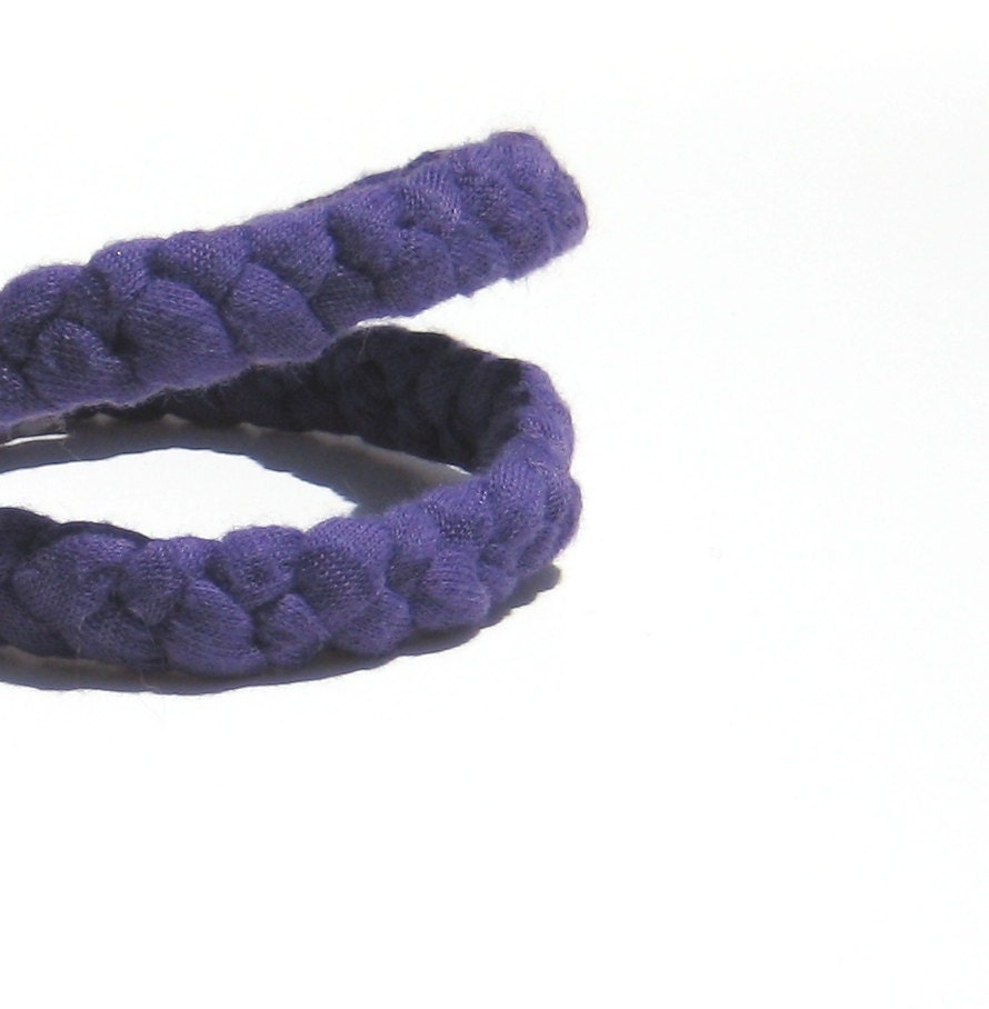 T-Shirt Bracelet. Braided Upcycled Fabric. Double Wrap Bracelet. Summer Fashion. Bohemian. purple plum violet - SmiLeaGainCreations